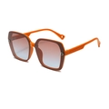 Fashionable orange square sunglasses with gradient lenses and glitter textured temples - Orange Frame Tea to Blue Gradient
