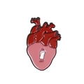 Anatomisch hart emaille speld in rood en roze met een uniek AAN/UIT-schakelaar ontwerp - Hart met schakelaar