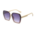 Fashion square sunglasses with purple gradient lenses and cream frame in side view - Beige Frame Gradient Grey Lens