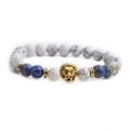 8mm white turquoise and blue imperial stone lion head beaded bracelet for men - White Turquoise & Emperor Stone Lion Head