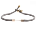 Minimalist grey woven cord bracelet with adjustable gold slider and metallic accents - Gray Base Rope