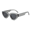 Modern transparent grey cat eye sunglasses with distinctive light blue outlined details - Translucent Grey Frame Grey Lens