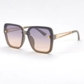Chic oversized square sunglasses with purple gradient lenses and gold hollow temples - Deep Coffee Frame Purple Tea Lens