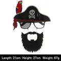 Piratenbril voor feestjes met schedelhoed, papegaai en een hangende zwarte baard - Papegaai Piraten Baard Bril / Eén maat