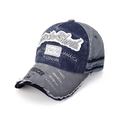 Berretto da baseball vintage in cotone lavato con ricami e dettagli usurati - M (56-58cm) / Grigio