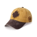 Dettaglio cappello in cotone lavato con toppa a foglia di acero e ricamo laterale Canada - M (56-58cm) / Giallo Marrone