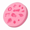 Rosa Silikonform mit Muscheln und Erdbeerformen für DIY-Backen und Bastelarbeiten - Rosa Runde Form
