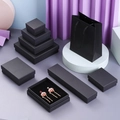 Luxury black matte jewelry gift box set with matching carrier bags and multiple sizes - 5X5X3cm With Sponge / Black Cardboard Black
