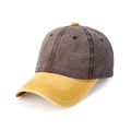 Gorra de béisbol clásica de algodón lavado con diseño de bloques en gris y amarillo - Marrón