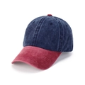 Gorra de béisbol vintage de algodón lavado con diseño de patchwork azul marino y burdeos - Azul oscuro