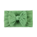 Soft grass green jacquard nylon baby headband with a large bow for infants and toddlers - Green