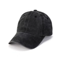Detailed view of black washed cotton baseball cap with vintage distressed texture - M (56-58cm) / Black