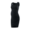 Sleeveless black maternity bodycon dress with side ruching and crew neck - S / Black