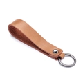 Portachiavi in vera pelle con cinturino marrone e anello in metallo per auto - Rosa antico