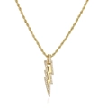 Detail van de bliksempanhanger met zirkonia's aan een gouden gedraaide ketting - Ketting / 1 Gouden Ketting