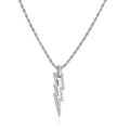 Zilveren bliksem hanger ketting met zirkonia en roestvrijstalen gedraaide ketting - Ketting / 1 Witgouden Ketting