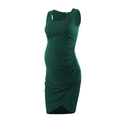 Sleeveless dark green maternity bodycon dress with side ruched details on white background - S / Dark Green