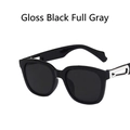 Gafas de sol cuadradas negro brillante con lentes grises y acentos metálicos plata - Negro Brillante / Gris