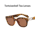 Square tortoiseshell sunglasses with dark brown tea lenses and hollow metal temple decor - Leopard / Brown