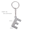 Silver letter E keychain with rhinestones, 3.5x2.2cm size and 13g weight details - Letter E