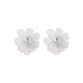 Transluzente mattweiße Blumenstecker-Ohrringe mit 925er Silbernadeln für Damen - Weiß