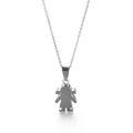 Collar minimalista de acero de titanio plateado con un colgante de figura de mujer moderna - Estilo Niña de Dibujos Animados (KN89966-K) / Color Acero