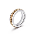 Modern two-tone stainless steel ring with golden beaded texture and silver edges - US 10 / Two-Tone 3-Row Micro Bead (KR42636-K)