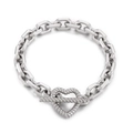 Minimalistisches doppellagiges Silberkettenarmband mit herzförmigem T-Verschluss - Minimalistische Kette Herzschließe Stil (KB147713-Z)