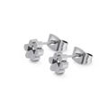 Minimalist silver stainless steel paw print stud earrings with butterfly backs - Steel