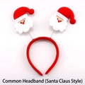 Christmas headband with spring-loaded Santa Claus dolls on a soft red fabric frame - Regular Style (Santa)