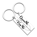 Gepolijste roestvrijstalen King en Queen koppel sleutelhangers met bijpassend hart - King & Queen Paar / Tag 1x4cm