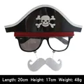 Grappige piratenfeestbril met schedelhoed, rode bandana en hangende witte baard prop - Zwarte Hoed Piratenstijl (Met Rode Doek En Witte Snor)
