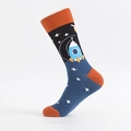 Calzini in cotone con motivo a razzo e stelle in contrasto nero, blu e arancione - Taglia Unica (39-46) / Tallone e Punta Arancione - Razzo
