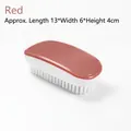 Spazzola per bucato rossa in plastica con setole bianche fitte, 13x6x4cm - Rosso