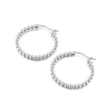 Orecchini a cerchio con perline in acciaio inossidabile argento lucido - 27mm Colore Acciaio