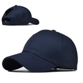 Navy blue cotton ponytail baseball cap with adjustable strap and high messy bun hole - Navy Blue / Adjustable