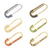 Colorful micro-pave safety pin earrings in silver, gold, and vibrant multi-color sets - Single Piece / Platinum Multi Zirconia