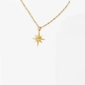 Collana minimalista in acciaio inossidabile placcata oro 18 carati con ciondolo a stella - Stella a Otto Punte d'Oro (SN20120904G)