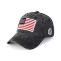 Berretto da baseball in cotone grigio scuro con bandiera USA e ricamo USA di stile - M(56-58cm) / Nero Lavato