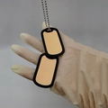 Golden steel double military dog tag with black silicone silencers and bead chain - 18K Gold
