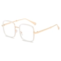Montatura occhiali quadrata arrotondata bianca e oro per donna accessorio di moda - Montatura Bianco Porcellana Oro C4