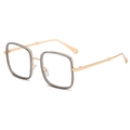 Montatura occhiali quadrata oversize con bordi grigi trasparenti e aste in oro metallo - Montatura Grigio Trasparente Oro C3