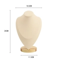 Espositore per collane beige minimalista con base in legno, porta gioielli da 28 cm - Pelle in microfibra / Grande / Beige