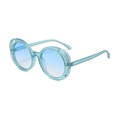 Fashion oversized round sunglasses with blue transparent frames and gradient blue lenses - Matte Blue Frame Gradient Blue Lens