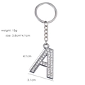 Silver letter A keychain with rhinestones, 4.1cm high, weighing 13g with metal ring - Letter A