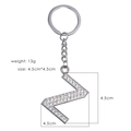 Silver letter Z keychain with clear rhinestones including weight 13g and size measurements - Letter Z