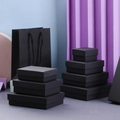 Matte black kraft jewelry gift box and matching paper bag set in various sizes - 9.5x13x3.3cm (With Sponge) / Black