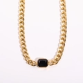 Black Diamond Cuban Link Chain Titanium Steel Necklace