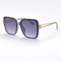 Morandi blue square sunglasses with purple gradient lenses and gold clover hinges - Grey Blue Frame Gradient Gray Lens