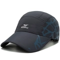 Dark grey quick-dry baseball cap with blue geometric laser-cut breathable side panels - One Size(Adjustable) / Dark Gray